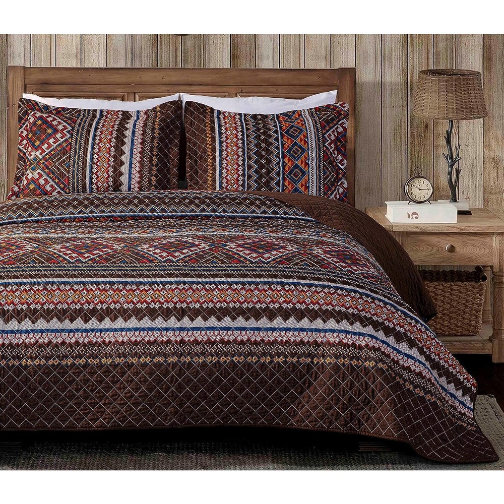 Chezmoi Collection Clayton 2-Piece Southwestern Lodge Tribal Quilt Set - TWIN